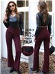 Jeans wide leg vino con faja y bolsillos