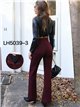 Jeans wide leg vino con faja y bolsillos