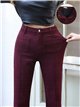 Jeans wide leg vino con faja y bolsillos