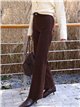 Jeans wide leg chocolate con faja y bolsillos