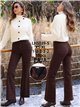 Jeans wide leg chocolate con faja y bolsillos