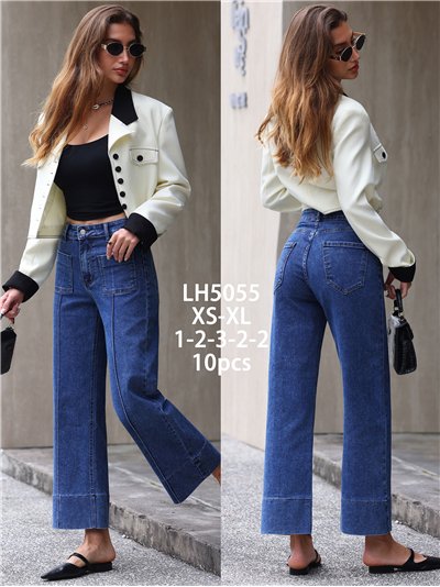 Jeans wide leg con bolsillos de plastrón 2