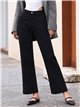 Jeans wide leg negro con bolsillos de plastrón