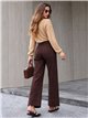 Jeans wide leg chocolate con bolsillos de plastrón