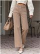 Jeans wide leg beige con bolsillos de plastrón