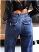 Jeans wide leg con faja y bolsillos con solapa
