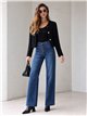 Jeans wide leg con botones delanteros