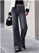 Jeans wide leg gris con botones delanteros