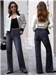 Jeans wide leg gris con botones delanteros