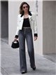 Jeans wide leg gris con botones delanteros