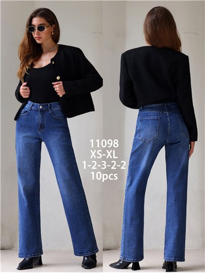 Jeans wide leg de rayas finas 2