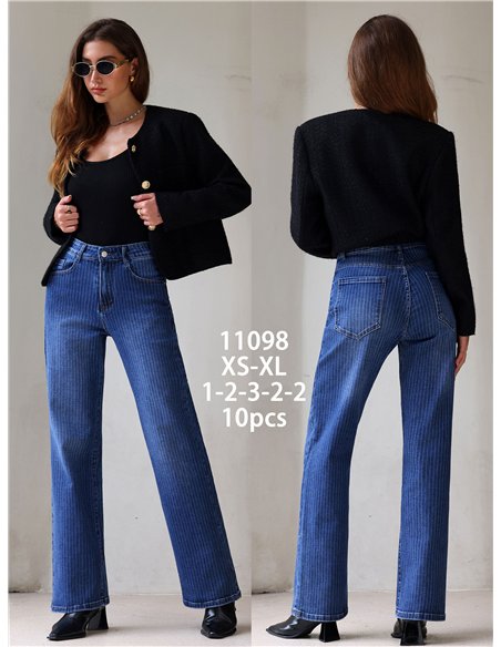 Jeans wide leg de rayas finas