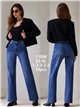 Jeans wide leg de rayas finas