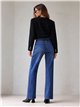 Jeans wide leg de rayas finas