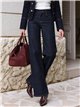 Jeans wide leg azul oscuro con faja