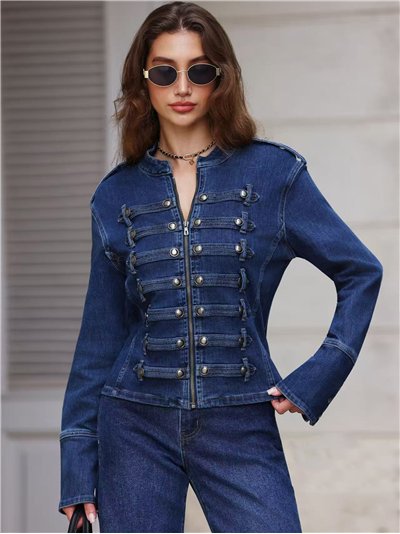 Chaqueta denim militar con botones