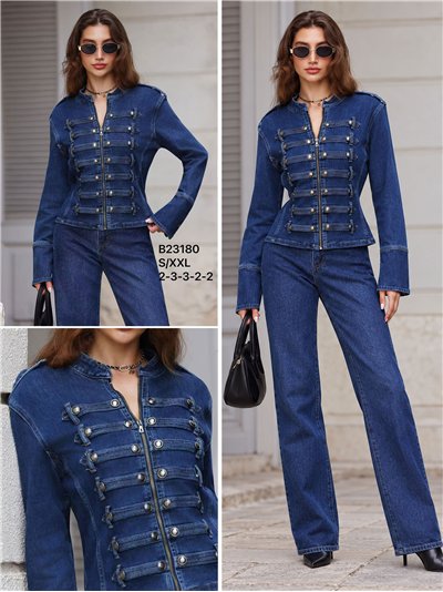 Chaqueta denim militar con botones 2