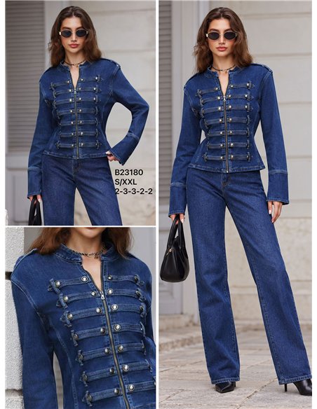 Chaqueta denim militar con botones