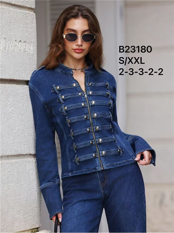 Chaqueta denim militar con botones