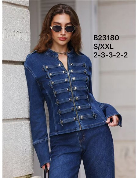 Chaqueta denim militar con botones