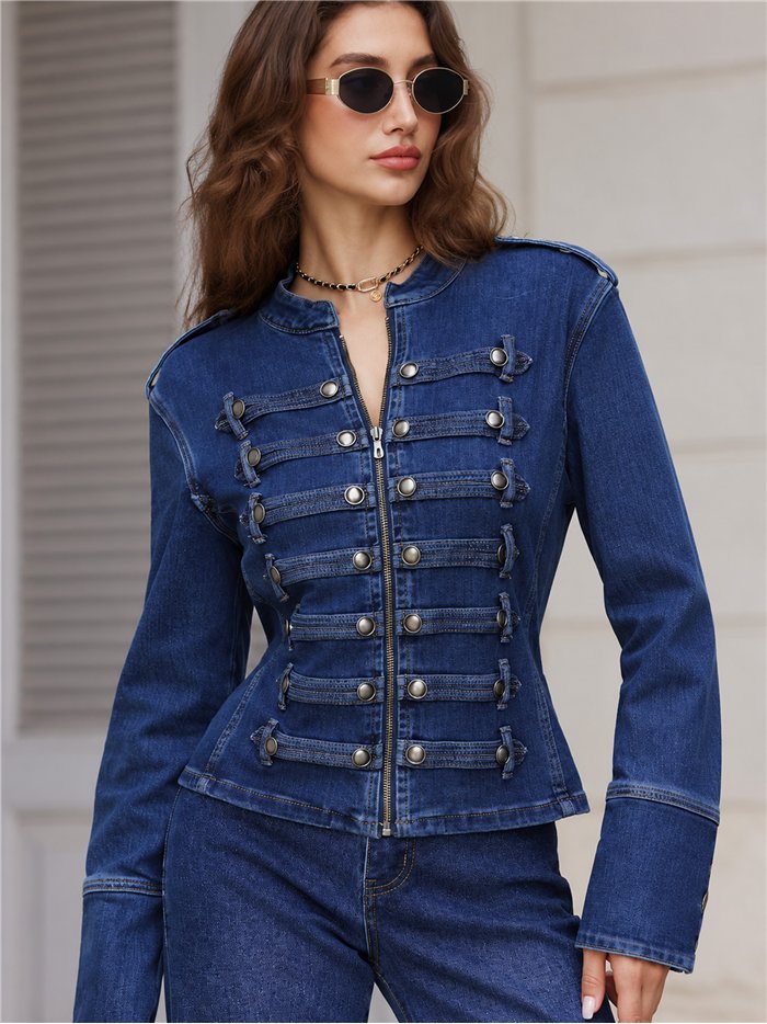 Chaqueta denim militar con botones