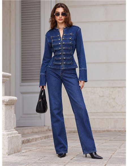 Chaqueta denim militar con botones