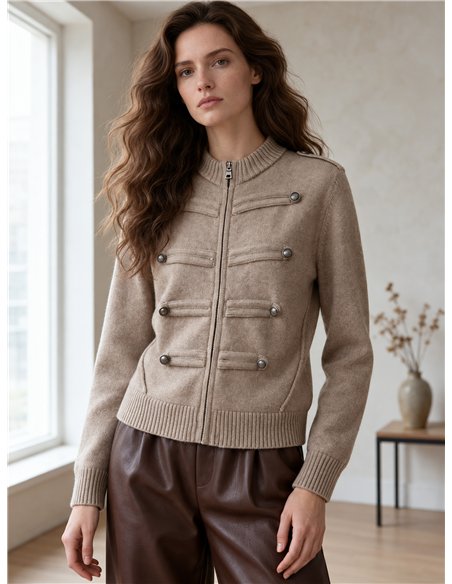 Chaqueta de punto militar con botones