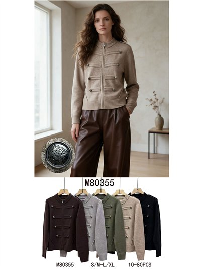 Chaqueta de punto militar con botones 2