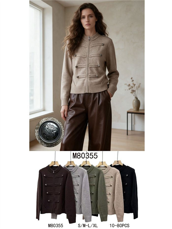 Chaqueta de punto militar con botones