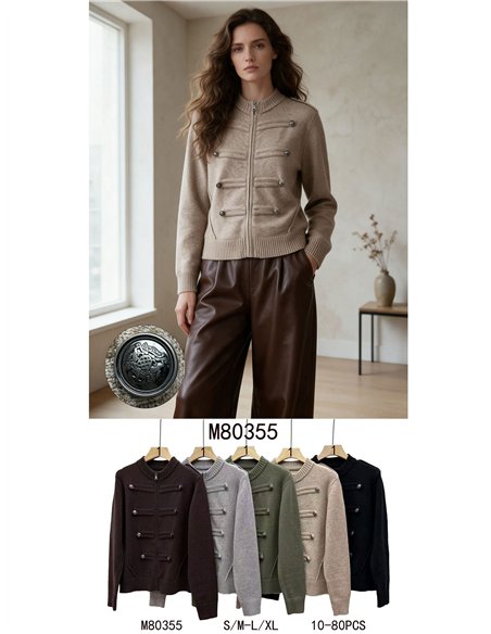 Chaqueta de punto militar con botones
