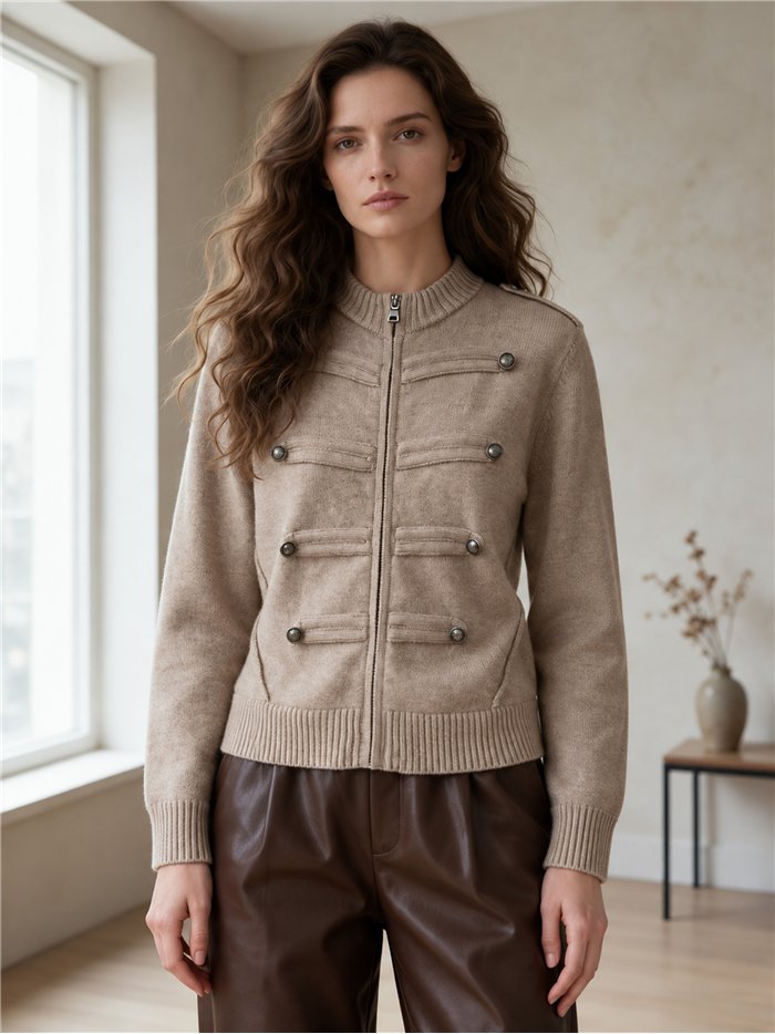 Chaqueta de punto militar con botones