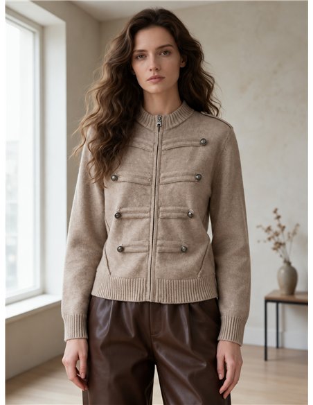 Chaqueta de punto militar con botones