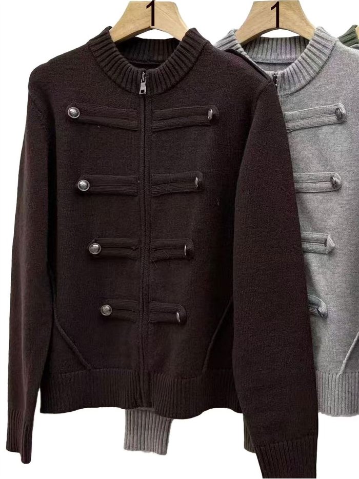 Chaqueta de punto militar con botones