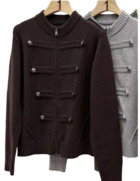 Chaqueta de punto militar con botones