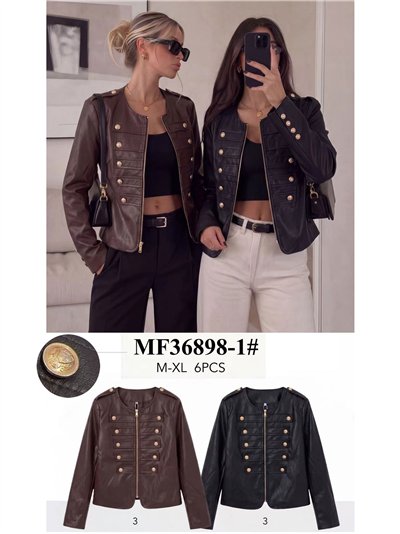 Chaqueta militar efecto piel con botones 2