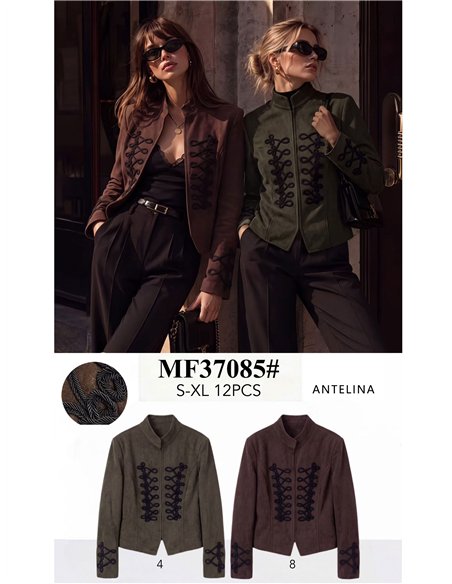Chaqueta militar efecto ante con alamares
