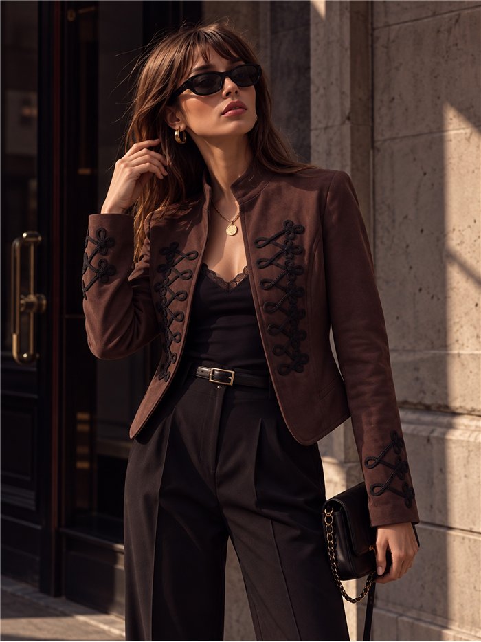 Chaqueta militar efecto ante con alamares