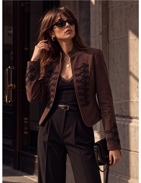 Chaqueta militar efecto ante con alamares
