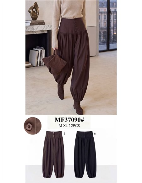 Pantalón bombacho fluido botones