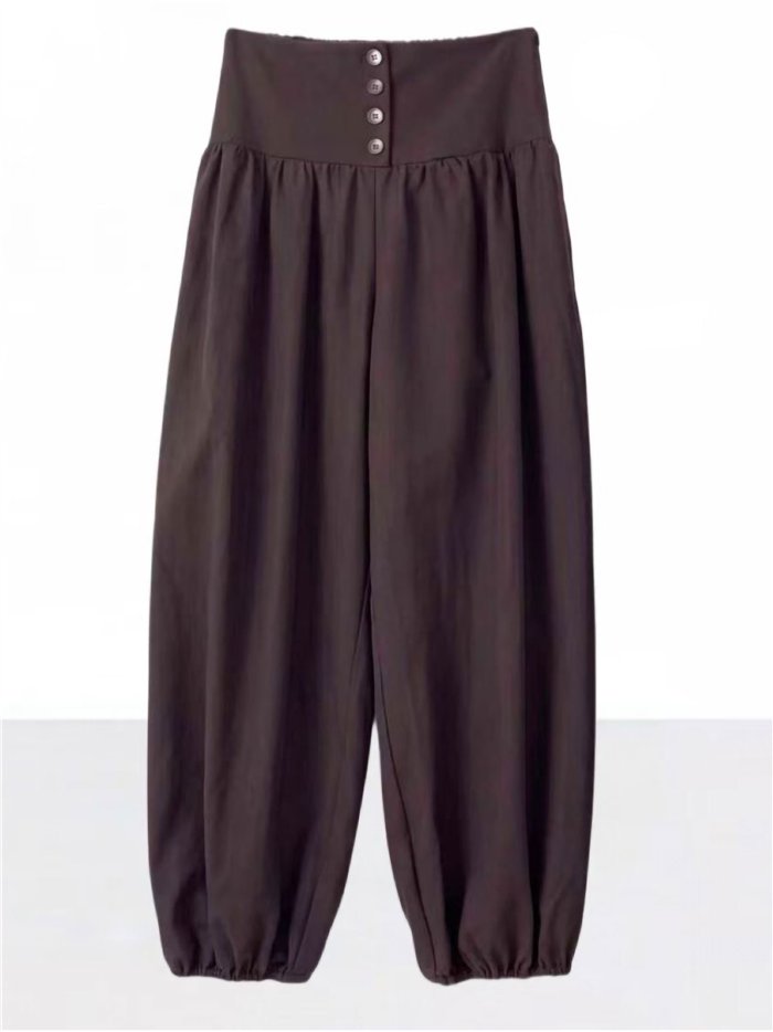 Pantalón bombacho fluido botones
