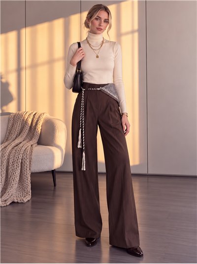 Pantalón wide leg con pañuelo y cordón