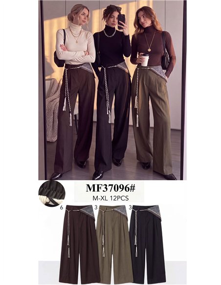 Pantalón wide leg con pañuelo y cordón