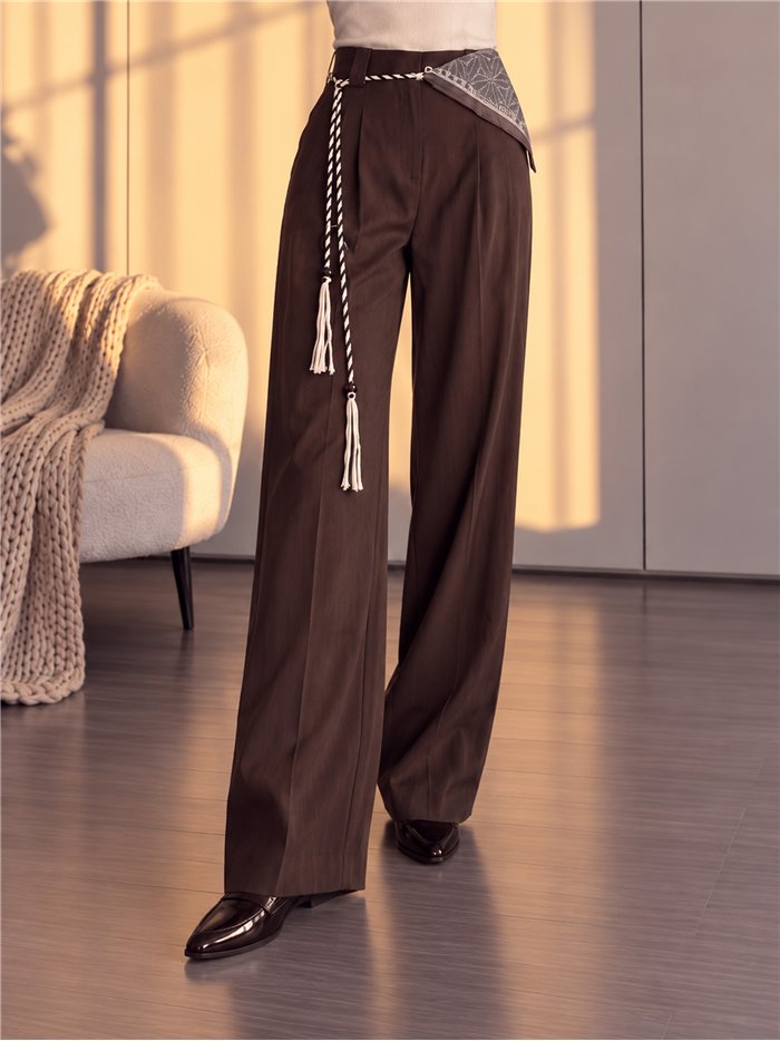 Pantalón wide leg con pañuelo y cordón