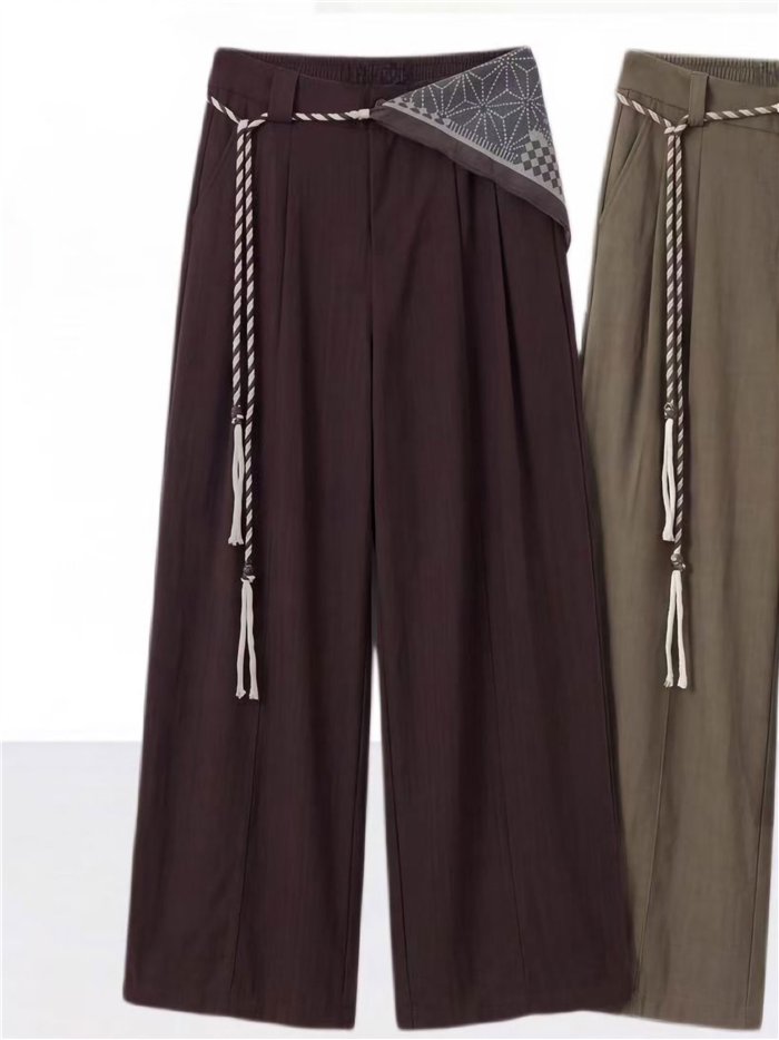 Pantalón wide leg con pañuelo y cordón