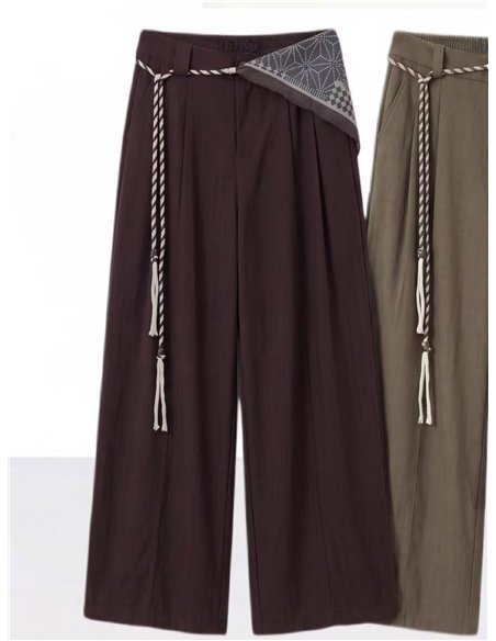 Pantalón wide leg con pañuelo y cordón