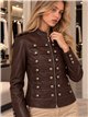 Chaqueta militar efecto piel con botones