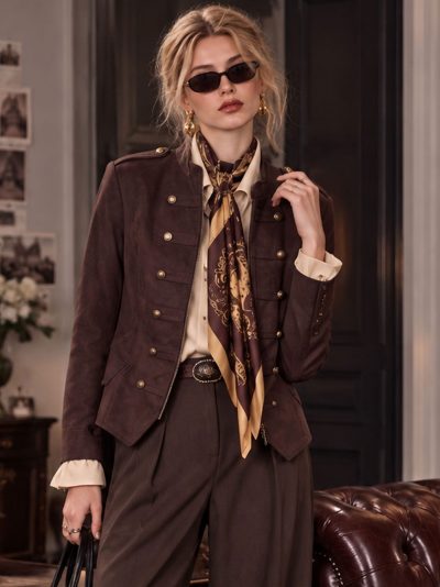 Chaqueta militar efecto ante con botones