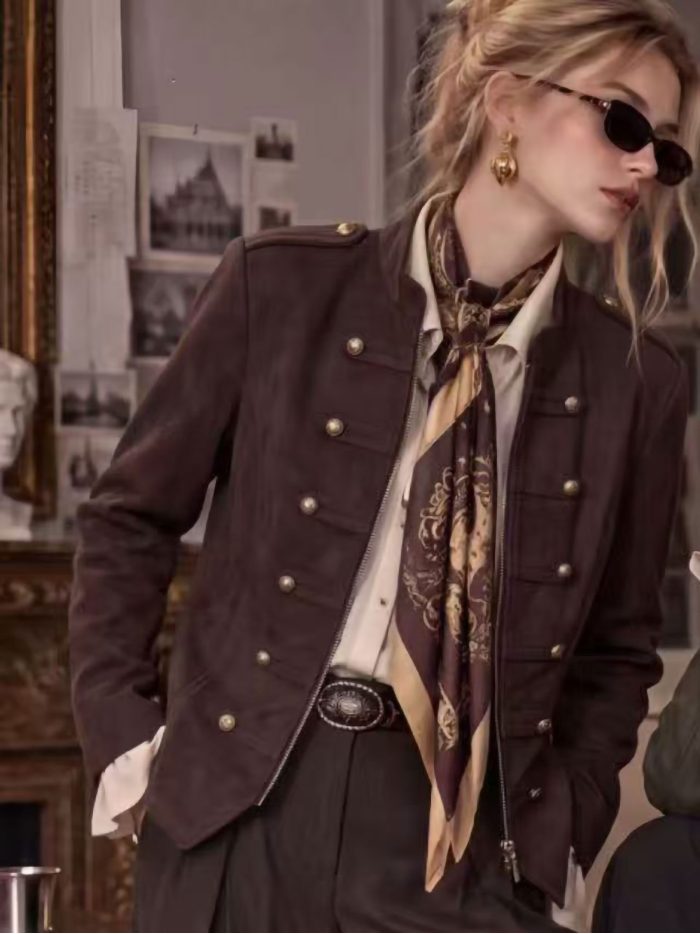 Chaqueta militar efecto ante con botones