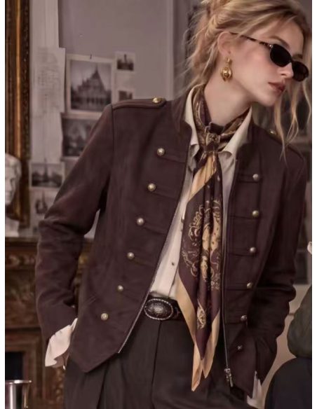Chaqueta militar efecto ante con botones