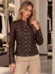 Chaqueta militar efecto piel con botones